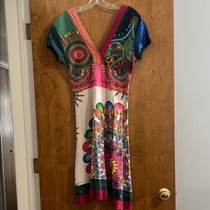 Desigual Multicolor V-Neck Women Dress